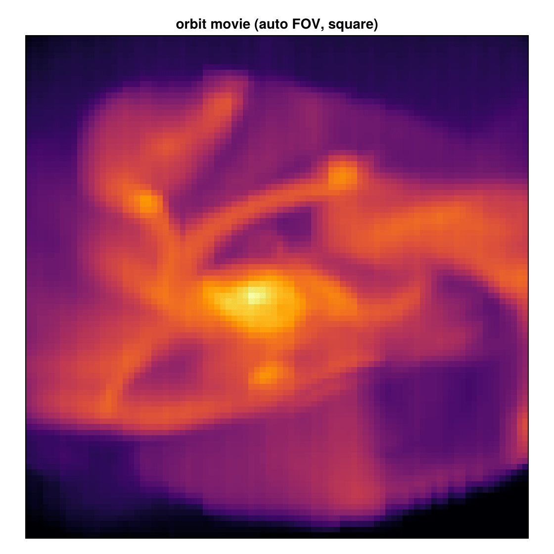 Orbit movie — the camera sweeps azimuth at fixed inclination; the frame does not breathe.